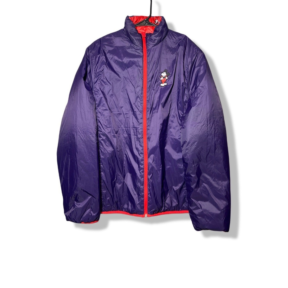 Puffer Jacket Women's Disney Mickey Mouse Purple Medium Red Lined Full Zip